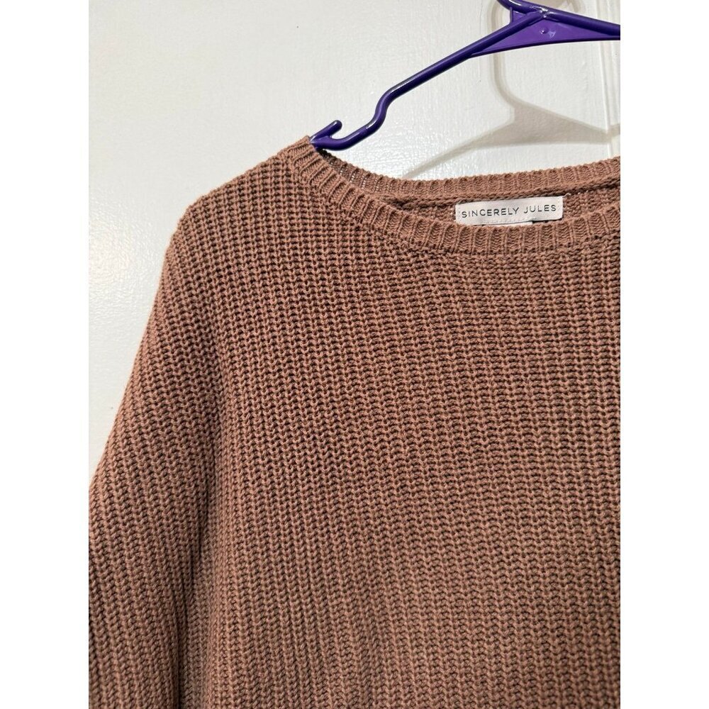 Sincerely Jules women’s size medium brown knit shirt - Picture 4 of 7